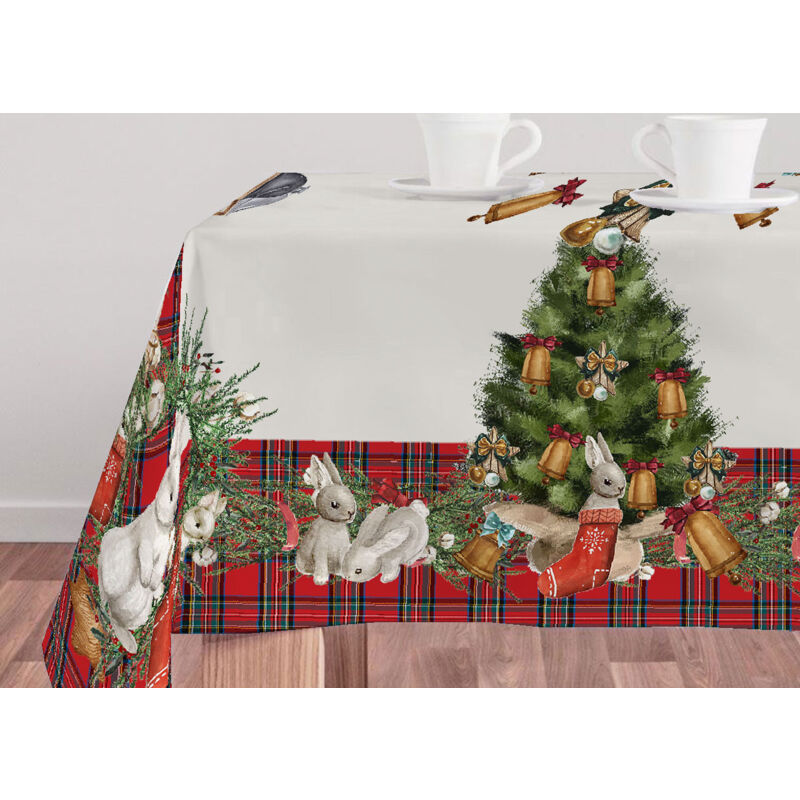 foto del prodotto tovaglia natale digitale centrotavola runner natalizio 100% cotone bunny sv, misura50x150colorebunny