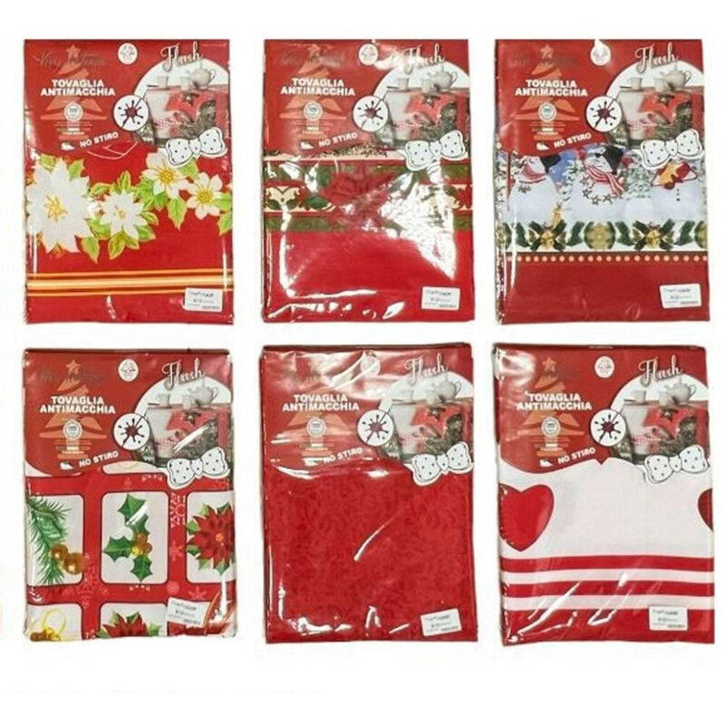 foto del prodotto tovaglia natalizia antimacchia no stiro impermeabile varie fantasie 6 posti trade shop traesio