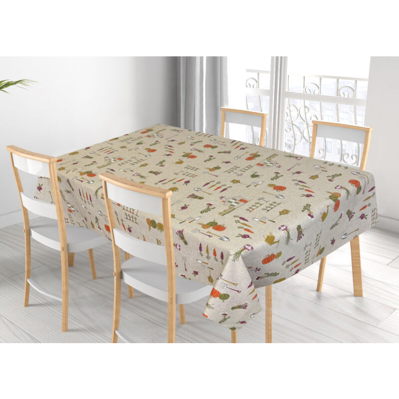 foto del prodotto tovaglia per salotto cucina in miros misto cotone made in italy orto rp, misura90x90coloreorto