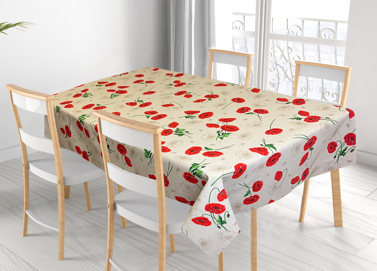 foto del prodotto tovaglia per salotto cucina in miros misto cotone made in italy papaveri rp 140x360 papaveri
