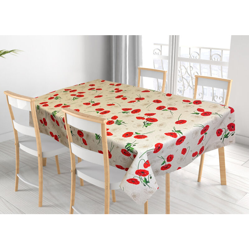 foto del prodotto tovaglia per salotto cucina in miros misto cotone made in italy papaveri rp, misura90x90colorepapaveri