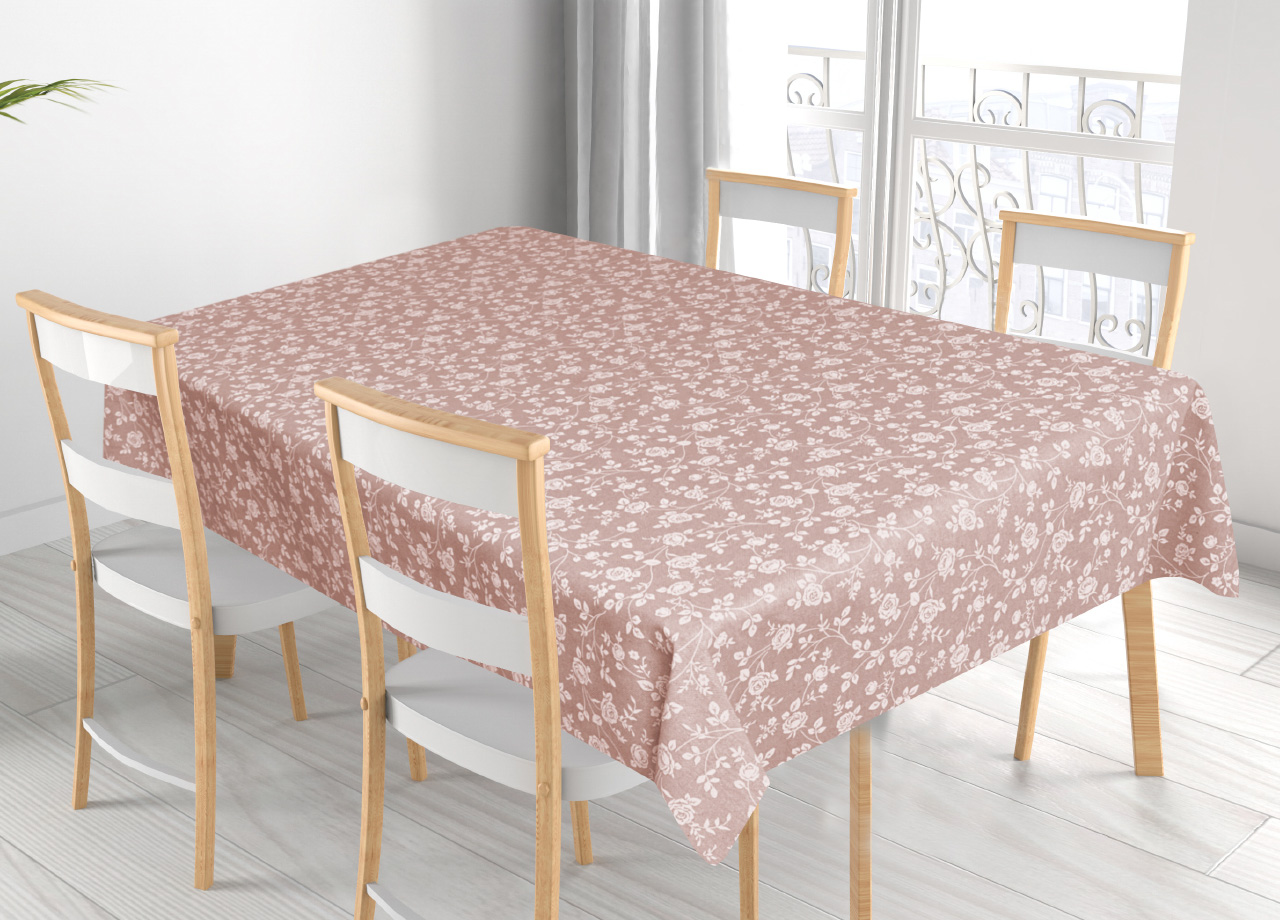 foto del prodotto tovaglia per salotto cucina in miros misto cotone made in italy roselline rp 140x360 rosa