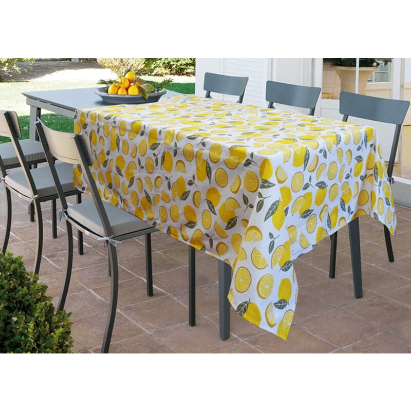 foto del prodotto tovaglia per salotto cucina tavolo 100% cotone made in italy lemon rp, misura140x240colorelemon