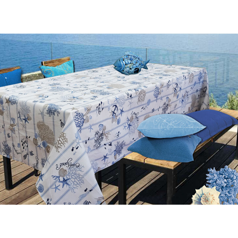 foto del prodotto tovaglia per salotto cucina tavolo 100 cotone made in italy mare24 rp, misura140x300coloremare24