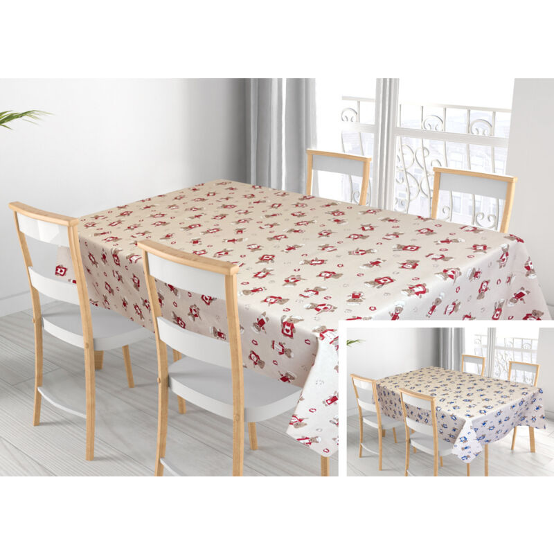 foto del prodotto tovaglia per salotto cucina tavolo 100 cotone made in italy orsetto chef, misura140x180colorerosso