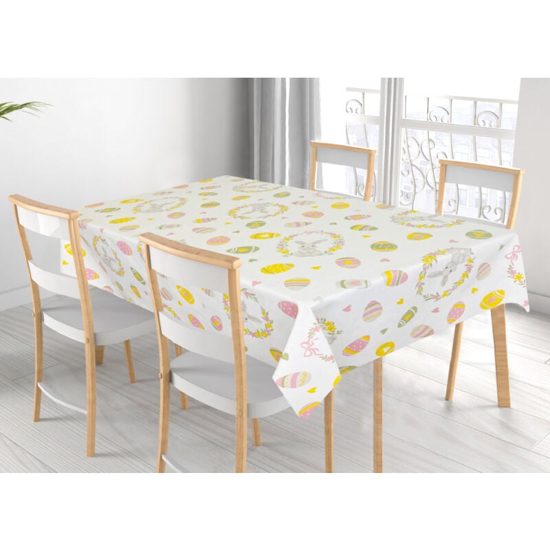 foto del prodotto tovaglia per salotto cucina tavolo 100 cotone made in italy ovetti rp, misura90x90coloreovetti