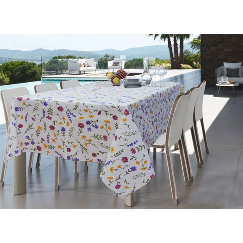 foto del prodotto tovaglia per salotto cucina tavolo 100 cotone made in italy susi rp, misura140x140coloresusi