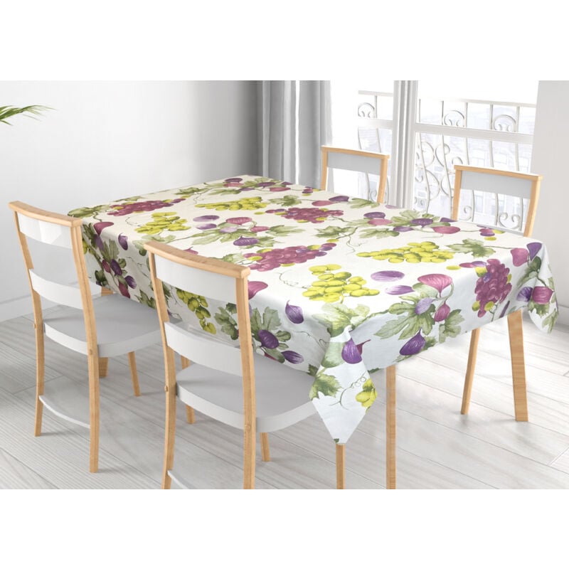 foto del prodotto tovaglia per salotto cucina tavolo 100 cotone made in italy uva e fichi rp, misura140x180coloreuva e fichi