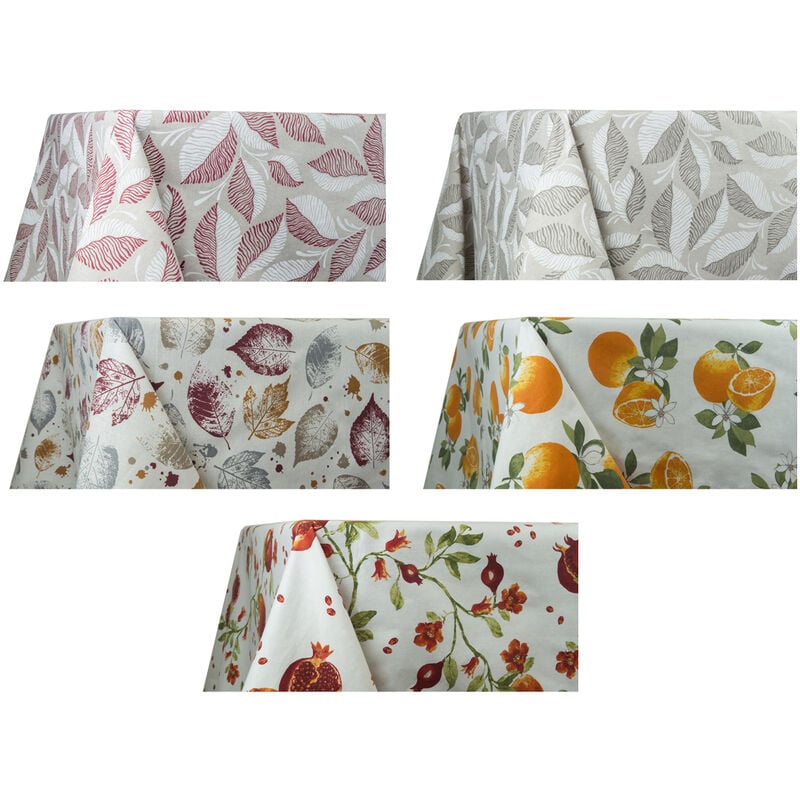 foto del prodotto tovaglia per salotto cucina tavolo in cotone made in italy fantasia melograno, misura140x140coloremelograno