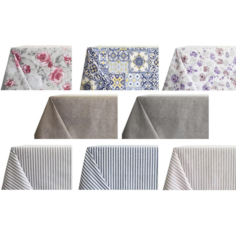 foto del prodotto tovaglia per salotto cucina tavolo in cotone made in italy varie fantasie, misura90x90colorebenedetta grigio