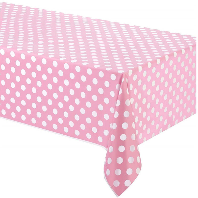 foto del prodotto tovaglia plastica per feste rosa pois compleanni matrimonio battesimo party trade shop traesio