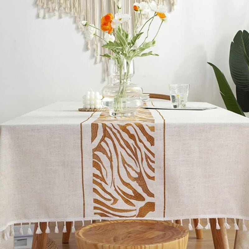 foto del prodotto tovaglia quadrata tovaglia lavabile antimacchia in cotone e lino tovaglia in tessuto stile nappa per decorare tavoli da sala da pranzo, da esterno e