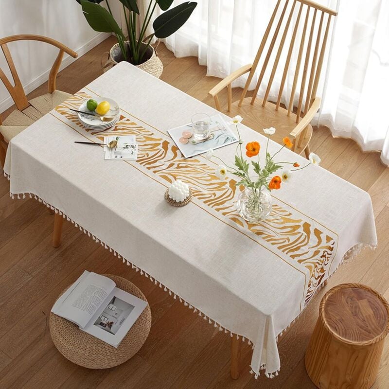 foto del prodotto tovaglia quadrata tovaglia lavabile antimacchia in cotone e lino tovaglia in tessuto stile nappa per decorare tavoli da sala da pranzo, da esterno e