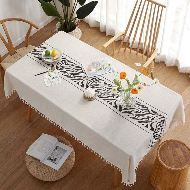 foto del prodotto tovaglia quadrata tovaglia lavabile antimacchia in cotone e lino tovaglia in tessuto stile nappa per decorare tavoli da sala da pranzo, da esterno e