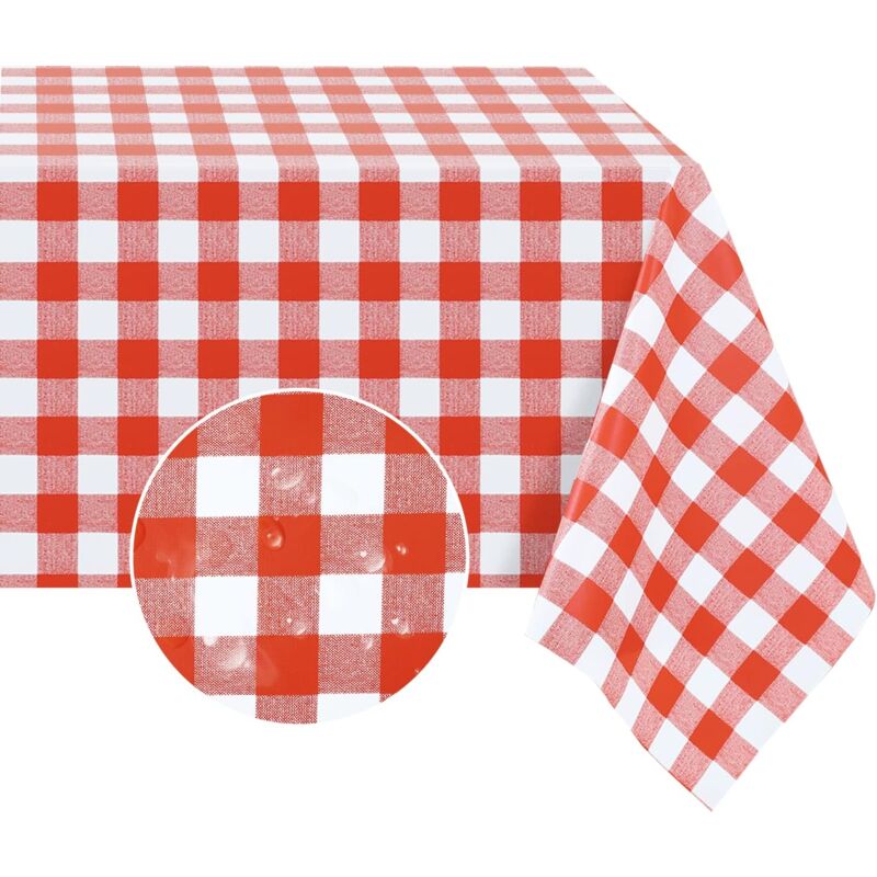 foto del prodotto tovaglia rettangolare in pvc vinilico, 100 impermeabile, antiolio, lavabile, tovaglia a quadri in plastica per sala da pranzo, picnic e all aperto,