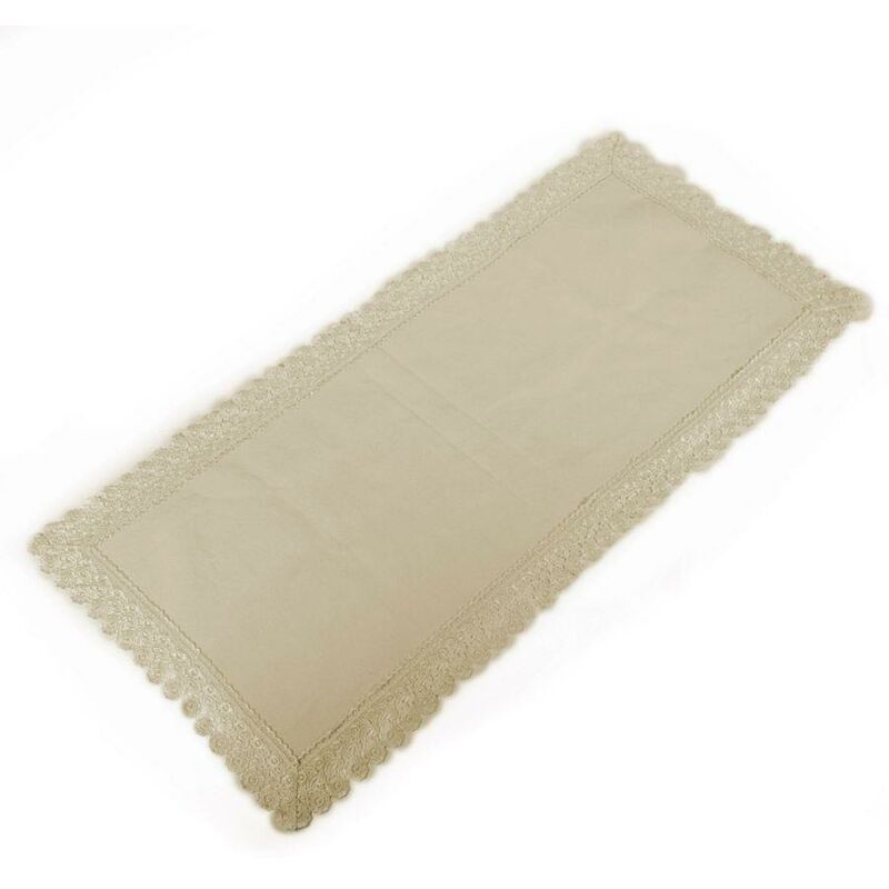 foto del prodotto tovaglia runner tessuto crema c pizzo rettangolare cm45x100