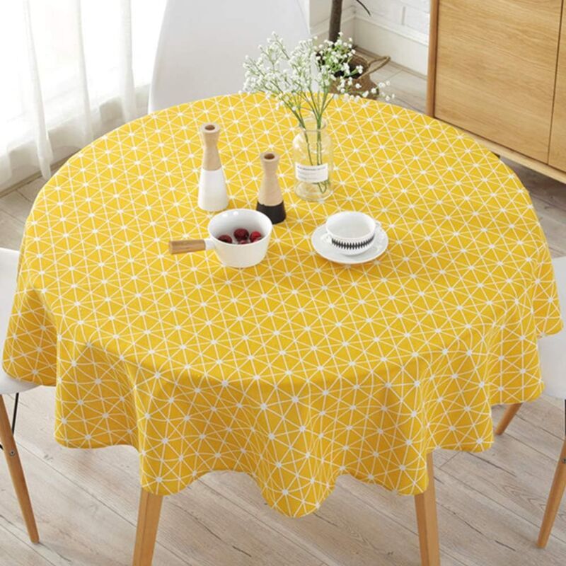 foto del prodotto tovaglia semplice in stile nordico, tovaglia rotonda per tavolo circolare, copritavolo antipolvere e tovaglia per tavolo da buffet, cena festiva