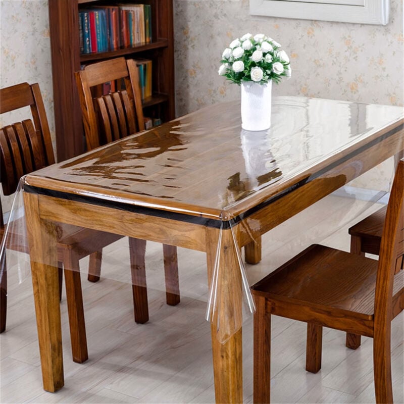 foto del prodotto tovaglia trasparente antimacchia in pvc crystal, copritavolo cristallo spessore 0,20 mm, made in italy cm. 140x260
