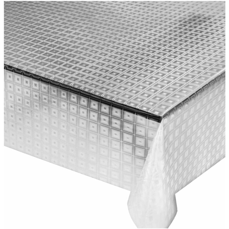 foto del prodotto tovaglia trasparente antimacchia moderna plastificata lucida copritavolo pvc dis.17 140x220 cm