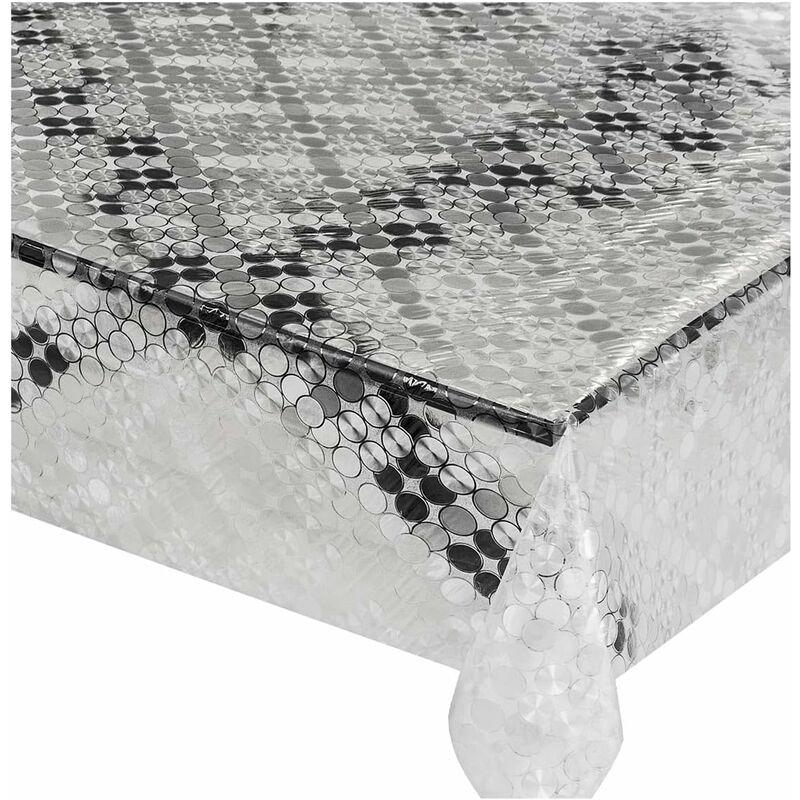 foto del prodotto tovaglia trasparente antimacchia moderna plastificata lucida copritavolo pvc dis.d 140x120 cm