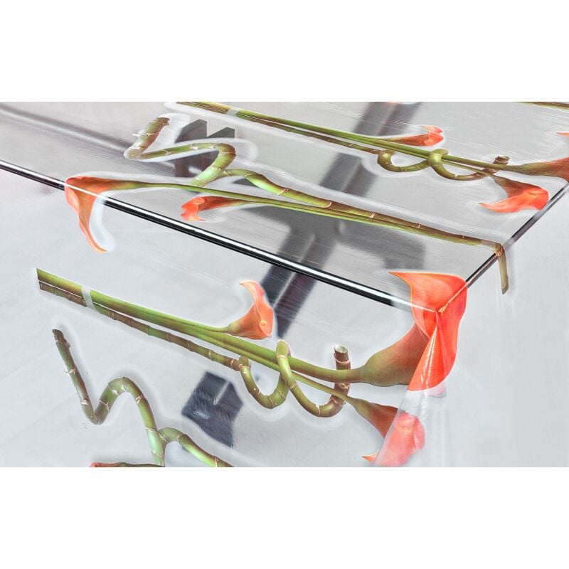 foto del prodotto tovaglia trasparente moderna antimacchia varie misure fantasie plastificata pvc copri proteggi tavolo su misura mod.kristal stampato a 140x100 cm