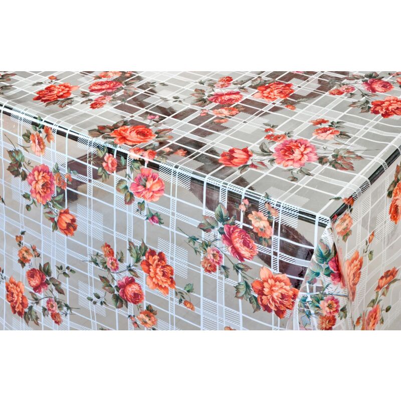 foto del prodotto tovaglia trasparente moderna antimacchia varie misure fantasie plastificata pvc copri proteggi tavolo su misura mod.kristal stampato f 140x120 cm