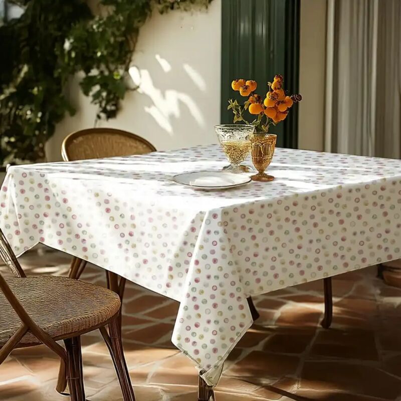 foto del prodotto tovaglia vingi giorgia, motivo pois, 140x240 cm, antimacchia, 12 posti