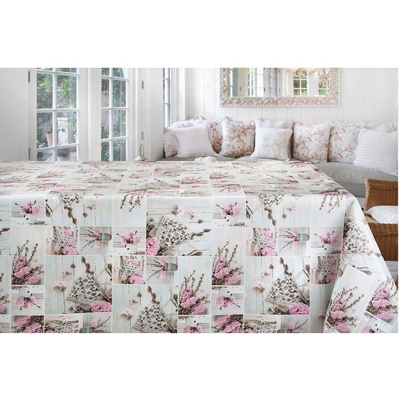 foto del prodotto tovagliato cerato supporto tnt, 140x20 cm, stampa fior di ciliegio