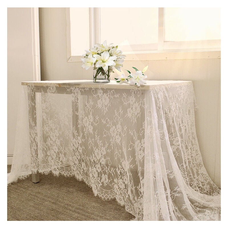 foto del prodotto tovaglie, tovaglia rettangolare in pizzo, 75 cm x 300 cm, bianco