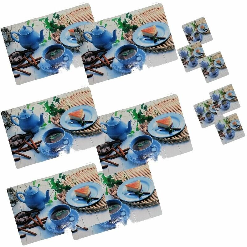foto del prodotto tovaglietta americane da colazione set da 6 tovagliette e sotto tazze tazzoni facile da pulire antiscivolo decoro set 6 6 fantasia t torta