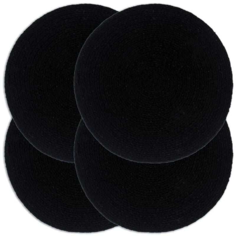 foto del prodotto tovagliette 4 pz nero neutro 38 cm rotonde in cotone vidaxl
