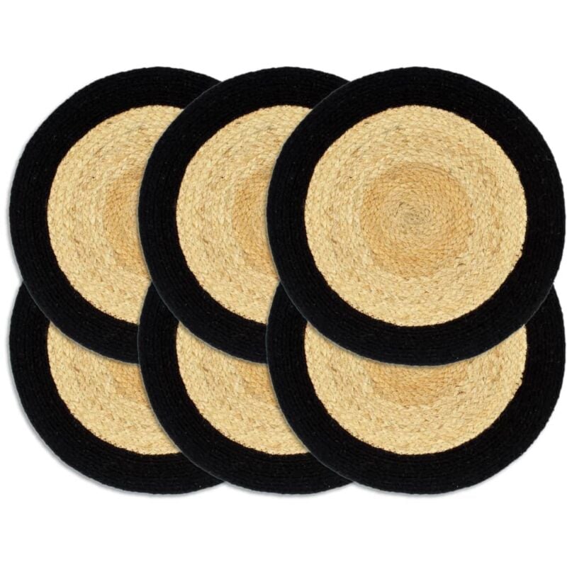 foto del prodotto tovagliette 6 pz naturale e nero 38 cm in juta e cotone vidaxl