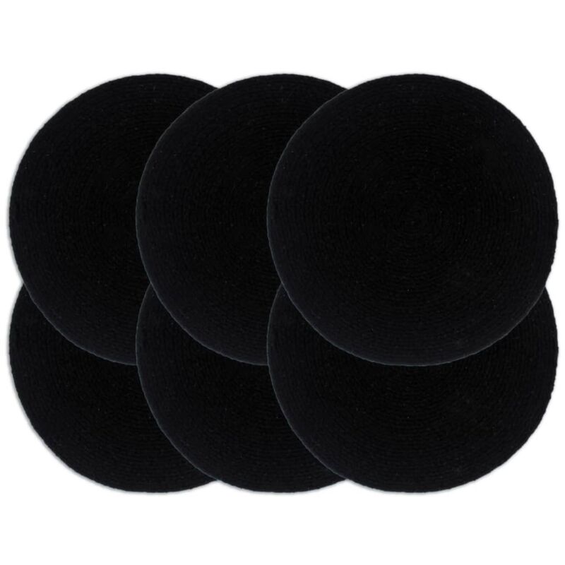 foto del prodotto tovagliette 6 pz nero neutro 38 cm rotonde in cotone vidaxl
