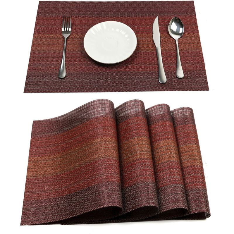 foto del prodotto tovagliette per tavolo da pranzo, set da 6, lavabili, resistenti al calore, antiscivolo, in pvc intrecciato, tovagliette per tavolo da cucina per