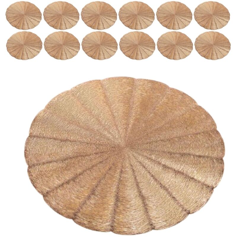 foto del prodotto tovagliette sottopiatto rotonde color oro set da 12 allestimento tavola