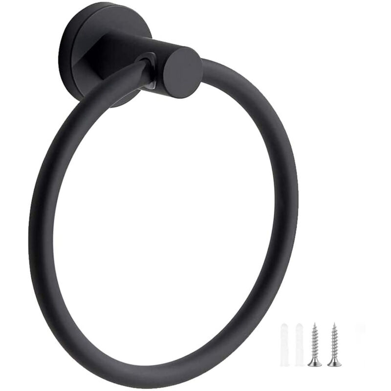 foto del prodotto towel rack, frosted black towel ring, 304 stainless steel wall mounted towel ring, round towel rack for bathroom, kitchen