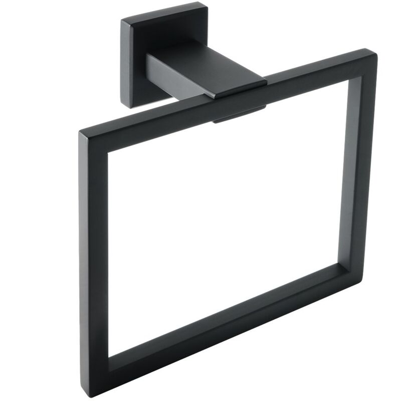foto del prodotto towel ring wall mounted towel rack, modern square design, matte black sus304 stainless steel