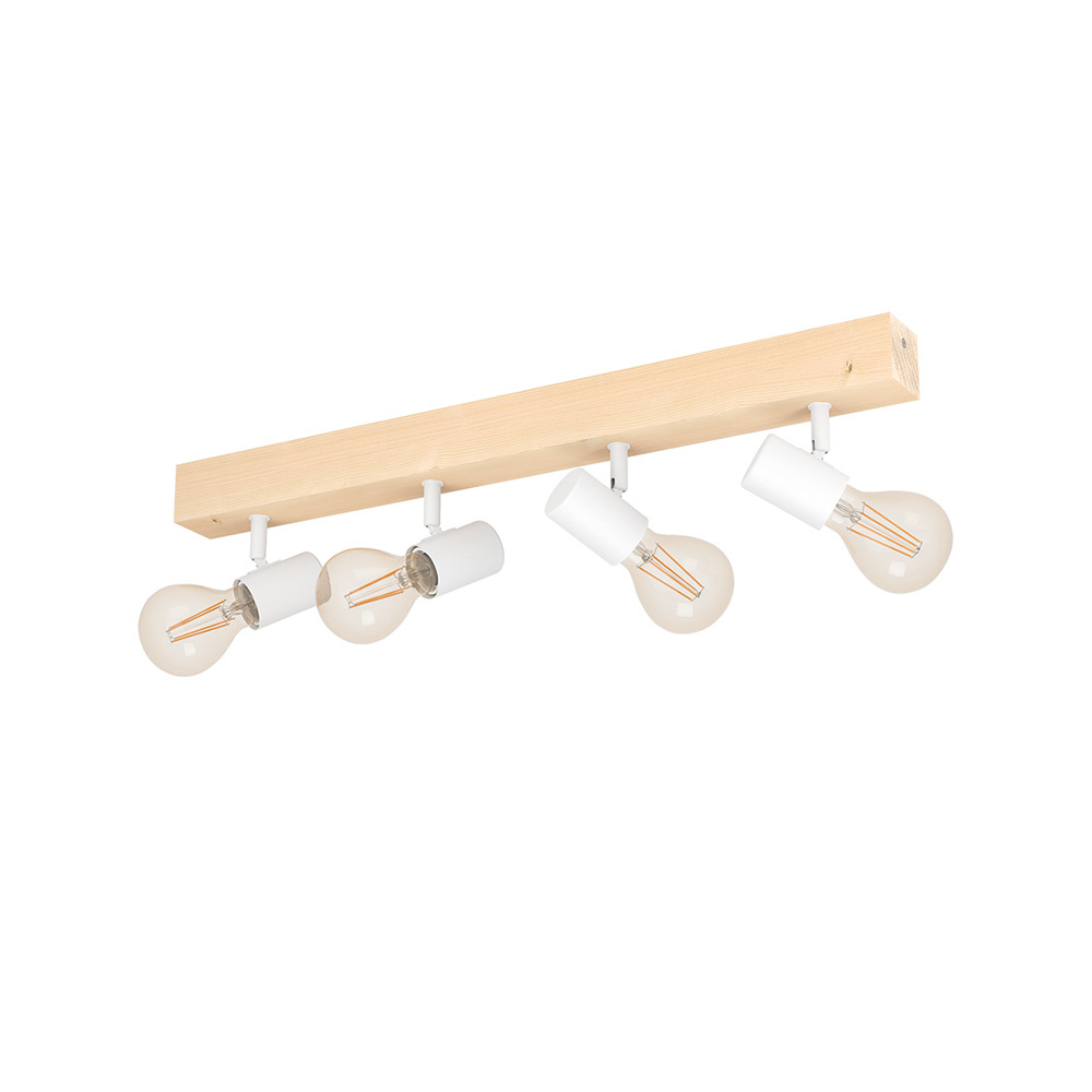 foto del prodotto townshend 3 plafoniera corpo in legno e 4 faretti mobili in metallo bianco 4x60w 33172 eglo