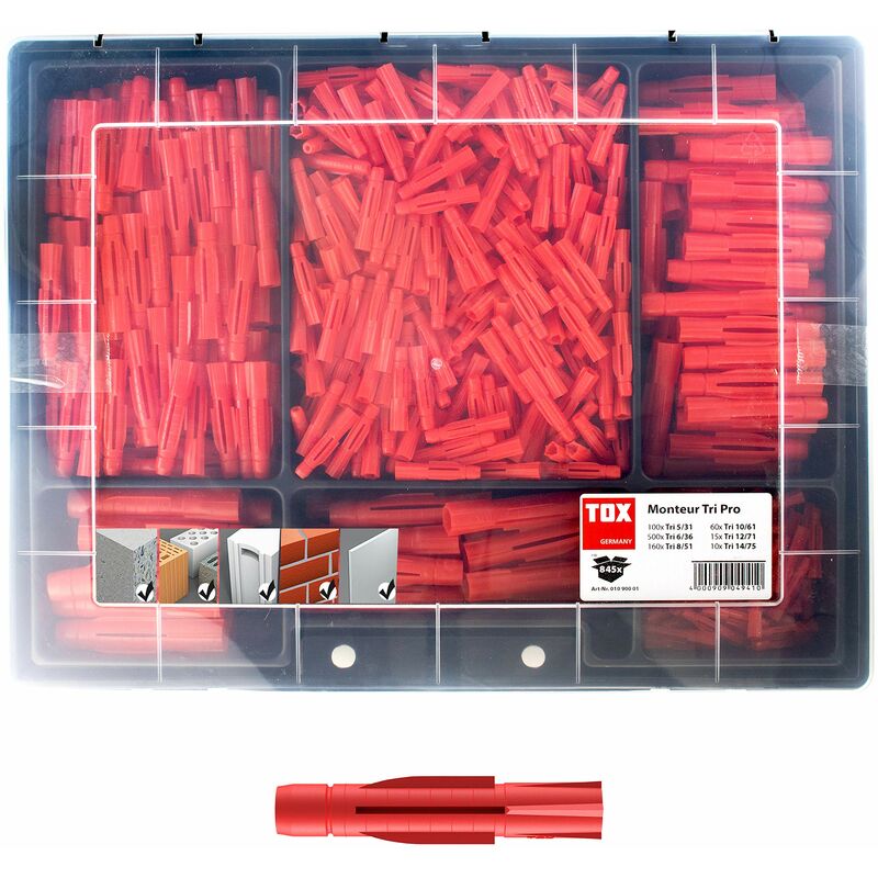 foto del prodotto tox 1090001 assortimento standard monteur tri pro, 845 pz, 01090001