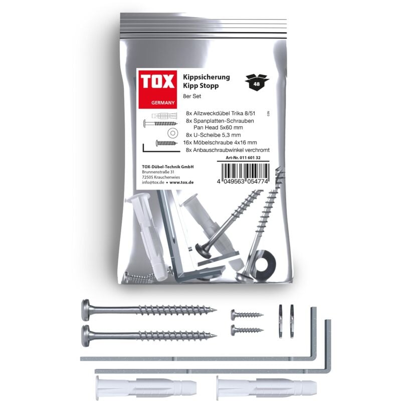 foto del prodotto tox dispositivo anti ribaltamento per mobili kipp stopp 8 pz. 