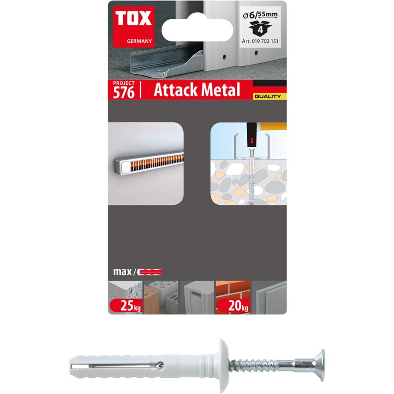 foto del prodotto tox fissaggio supporto metallico attack metal 6x55 mm, 4 pz, 019702151