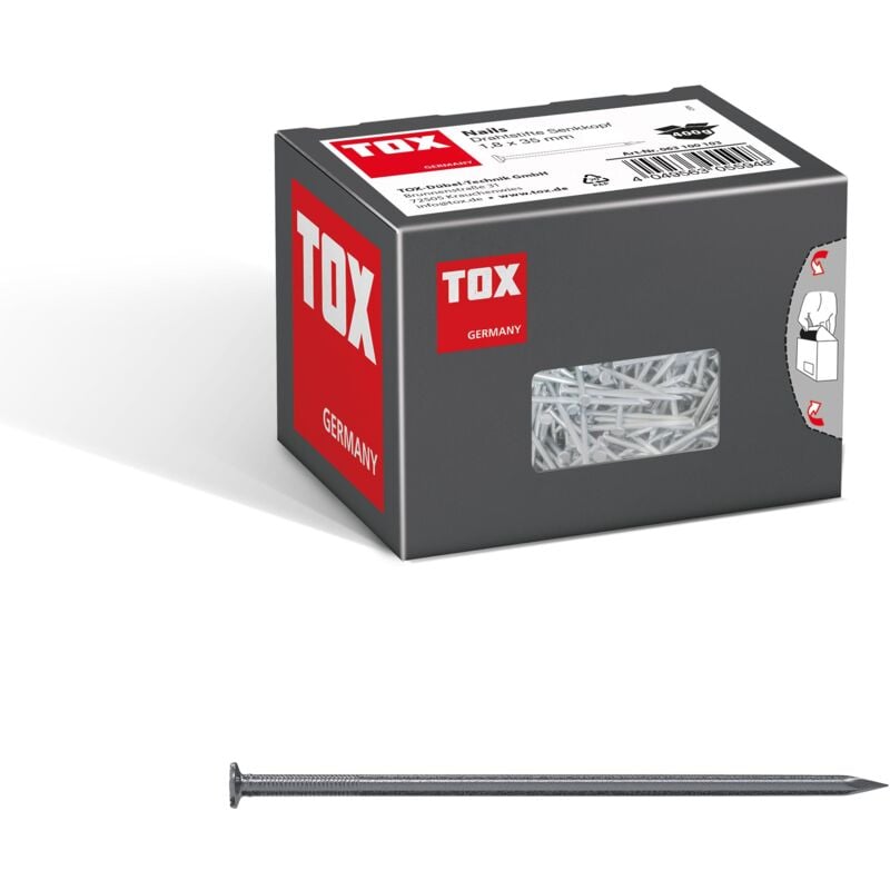 foto del prodotto tox nails 1,8x35 mm 400g , nudi con testa svasata din 1151 