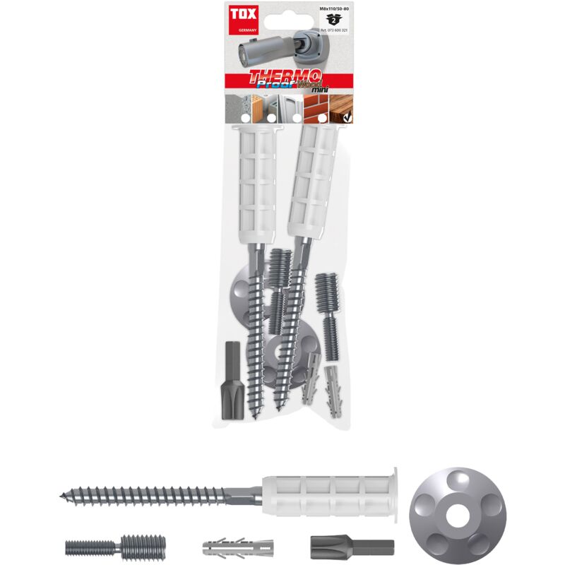 foto del prodotto tox sistema di montaggio distanziale thermo proof wood mini m8x110 50 80 2 pz. 