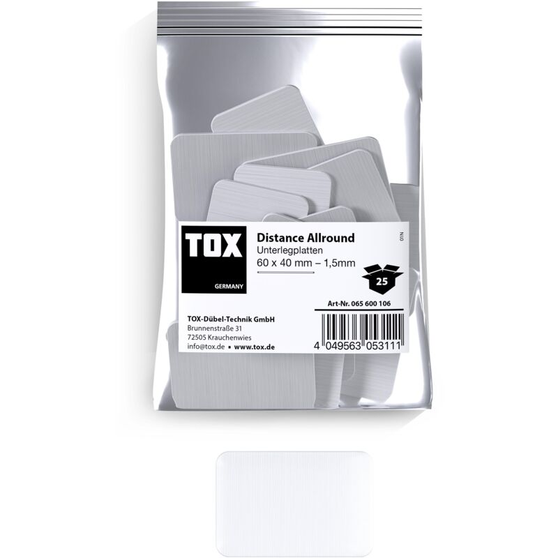 foto del prodotto tox spessori in plastica 60x40 mm distance allround 1,5 mm 25 pz. 