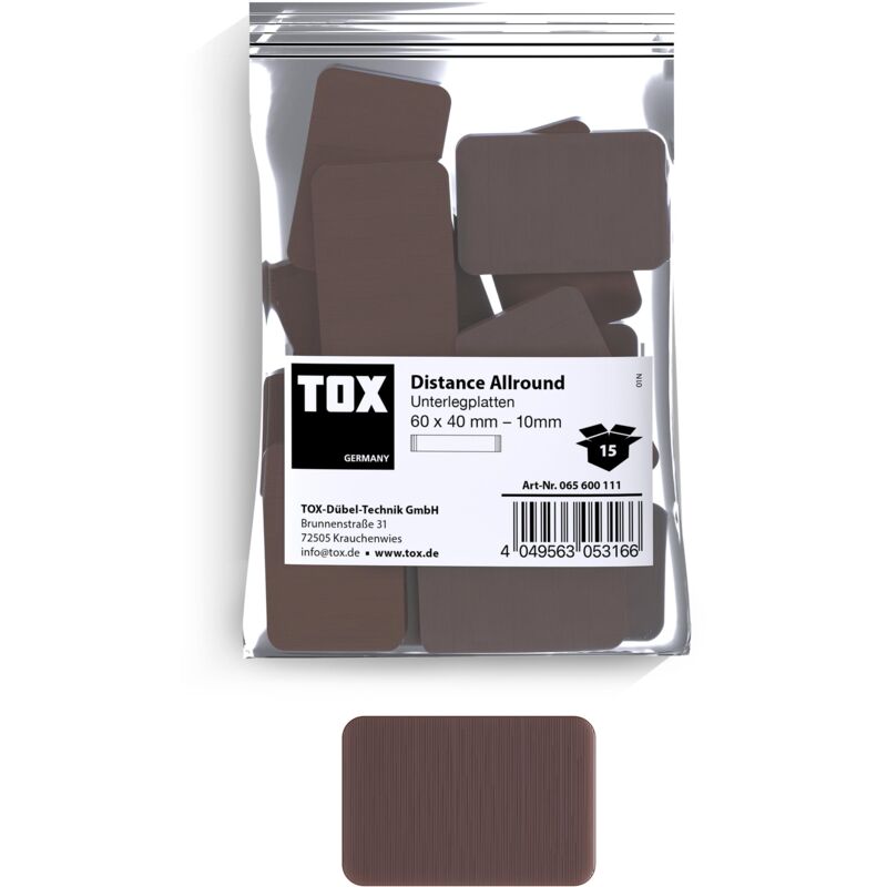 foto del prodotto tox spessori in plastica 60x40 mm distance allround 10 mm 15 pz. 