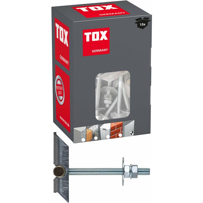 foto del prodotto tox tappo inclinabile spagat pro m8 mm, 10 pezzi, 023100171, argento