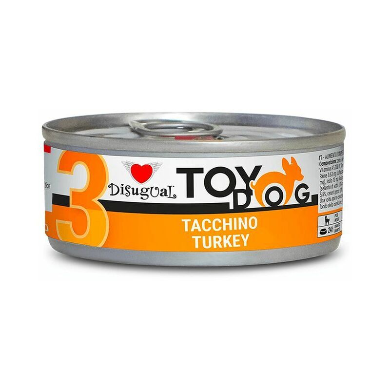 foto del prodotto toy dog lattina 85gr gusto 3 tacchino disugual