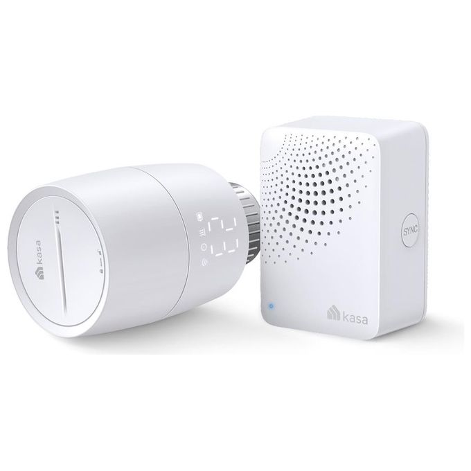 foto del prodotto tp link kasa ke100 kit valvola termostatica intelligente, protezione dal gelo, controlla a distanza il radiatori dal telefono, risparmio energetico, contiene kasa hub kh100