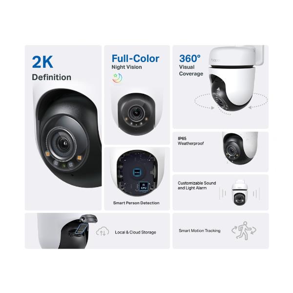 foto del prodotto tp link tapo tc41 v2 sferico telecamera di sicurezza ip interno e esterno 2304 x 1296 pixel soffitto parete palo