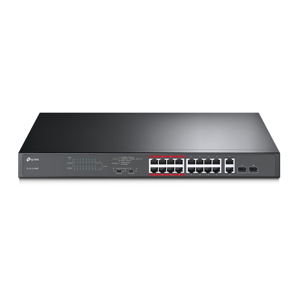 foto del prodotto tp link tl sl1218mp switch di rete non gestito fast ethernet 10 100 supporto power over ethernet poe nero